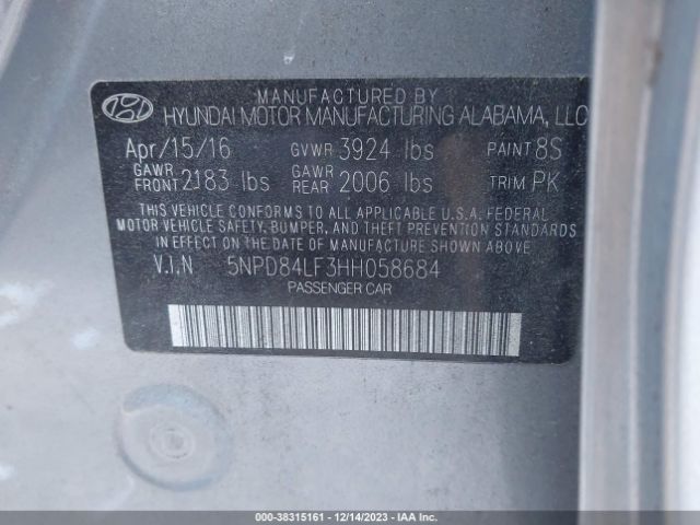 Photo 8 VIN: 5NPD84LF3HH058684 - HYUNDAI ELANTRA 