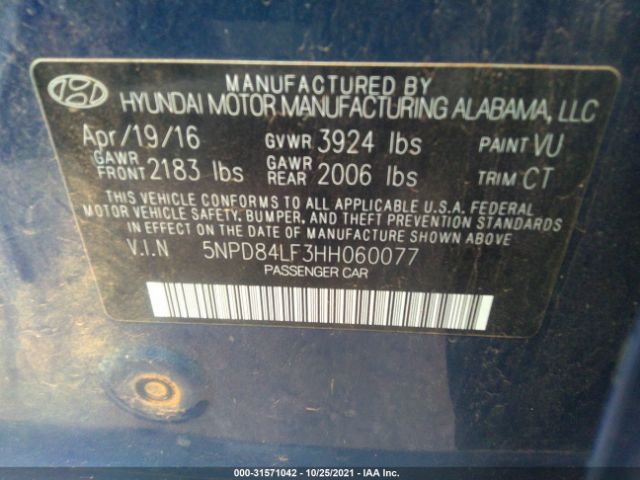 Photo 8 VIN: 5NPD84LF3HH060077 - HYUNDAI ELANTRA 