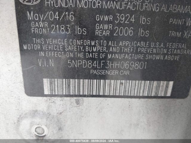 Photo 8 VIN: 5NPD84LF3HH069801 - HYUNDAI ELANTRA 