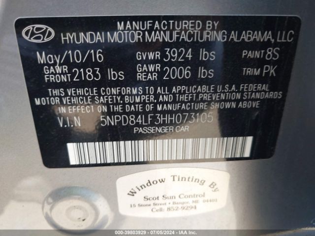 Photo 8 VIN: 5NPD84LF3HH073105 - HYUNDAI ELANTRA 