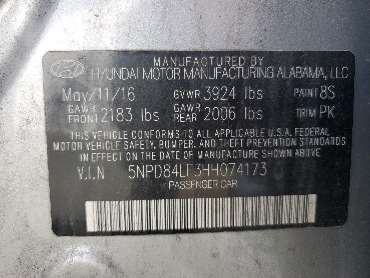 Photo 11 VIN: 5NPD84LF3HH074173 - HYUNDAI ELANTRA 