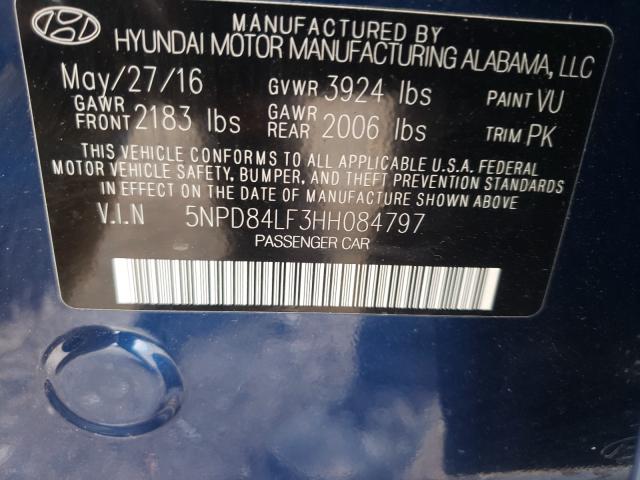 Photo 9 VIN: 5NPD84LF3HH084797 - HYUNDAI ELANTRA SE 