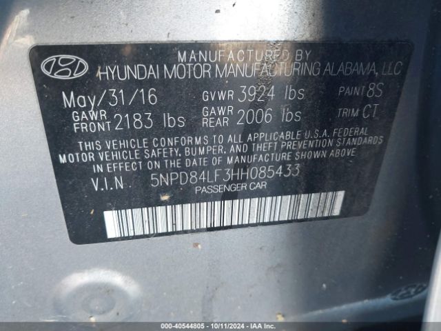 Photo 8 VIN: 5NPD84LF3HH085433 - HYUNDAI ELANTRA 