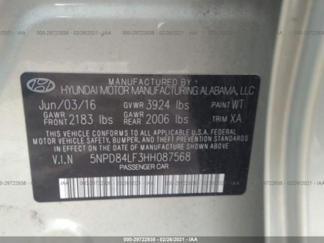 Photo 8 VIN: 5NPD84LF3HH087568 - HYUNDAI ELANTRA 