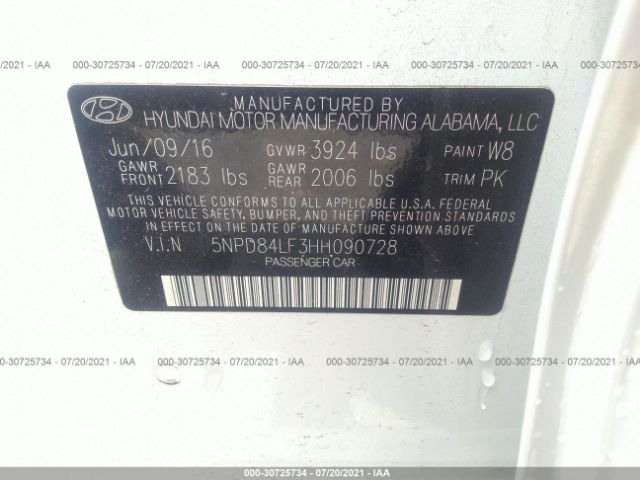 Photo 8 VIN: 5NPD84LF3HH090728 - HYUNDAI ELANTRA 