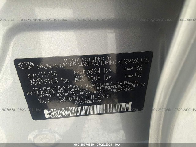 Photo 8 VIN: 5NPD84LF3HH093161 - HYUNDAI ELANTRA 