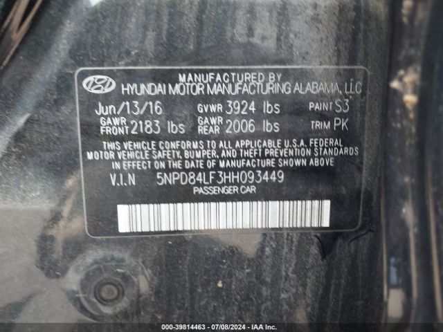 Photo 8 VIN: 5NPD84LF3HH093449 - HYUNDAI ELANTRA 