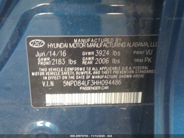 Photo 8 VIN: 5NPD84LF3HH094486 - HYUNDAI ELANTRA 