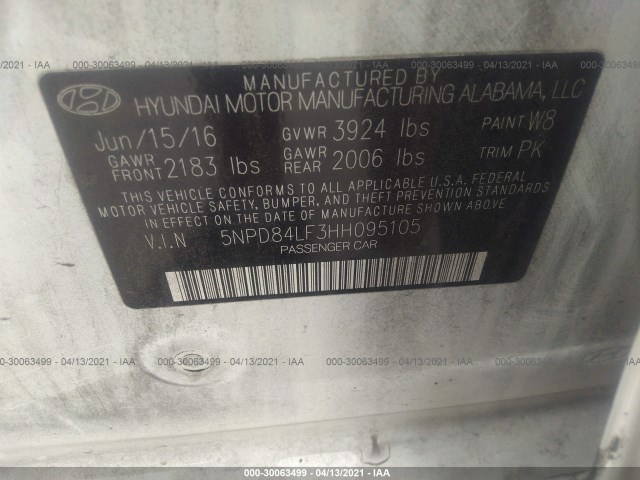 Photo 8 VIN: 5NPD84LF3HH095105 - HYUNDAI ELANTRA 