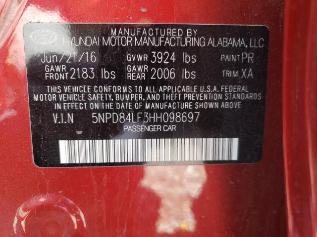 Photo 9 VIN: 5NPD84LF3HH098697 - HYUNDAI ELANTRA SE 