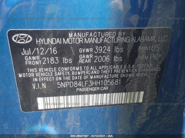 Photo 8 VIN: 5NPD84LF3HH105681 - HYUNDAI ELANTRA 