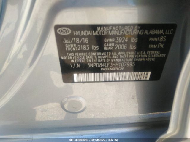 Photo 8 VIN: 5NPD84LF3HH107995 - HYUNDAI ELANTRA 