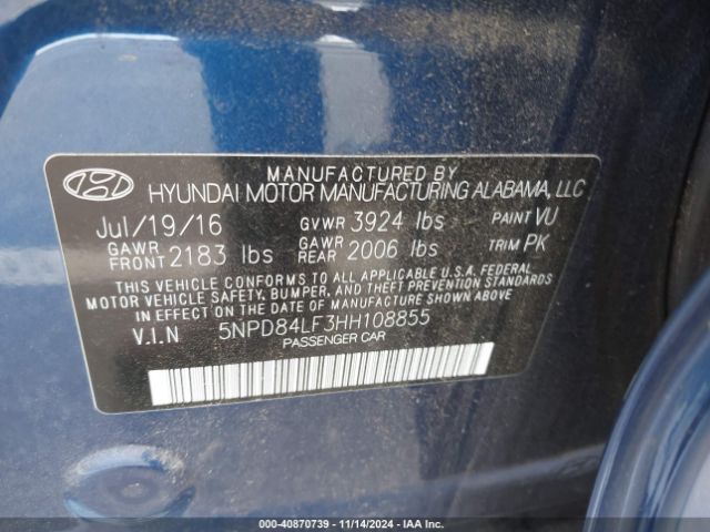 Photo 8 VIN: 5NPD84LF3HH108855 - HYUNDAI ELANTRA 