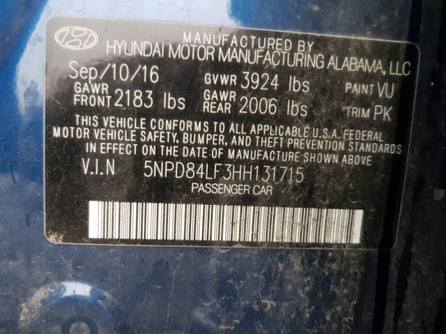 Photo 9 VIN: 5NPD84LF3HH131715 - HYUNDAI ELANTRA SE 