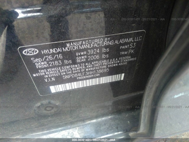 Photo 8 VIN: 5NPD84LF3HH138695 - HYUNDAI ELANTRA 