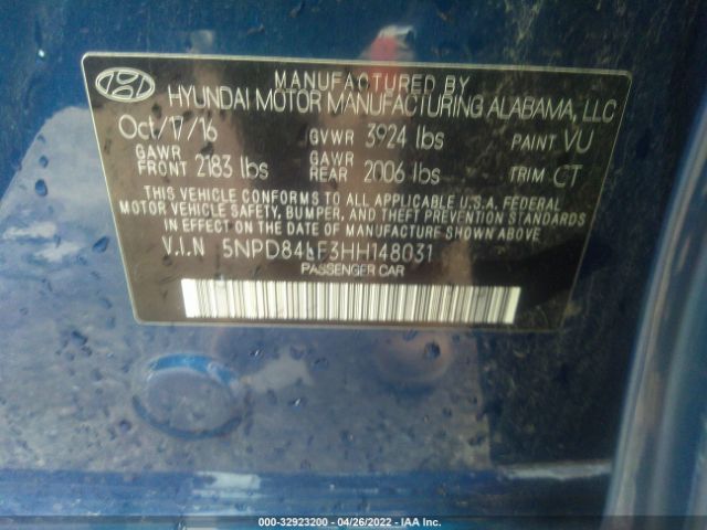 Photo 8 VIN: 5NPD84LF3HH148031 - HYUNDAI ELANTRA 