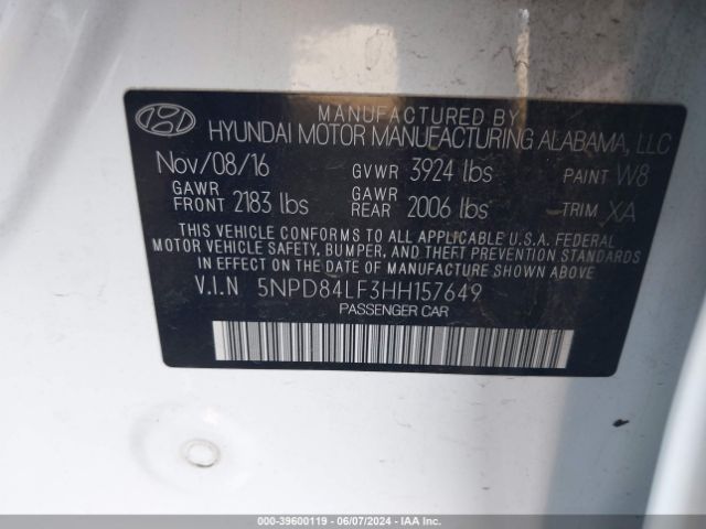 Photo 8 VIN: 5NPD84LF3HH157649 - HYUNDAI ELANTRA 