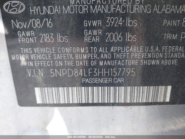 Photo 8 VIN: 5NPD84LF3HH157795 - HYUNDAI ELANTRA 