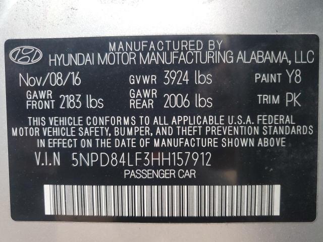 Photo 11 VIN: 5NPD84LF3HH157912 - HYUNDAI ELANTRA SE 