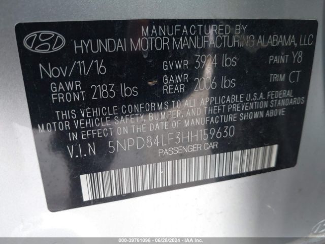 Photo 8 VIN: 5NPD84LF3HH159630 - HYUNDAI ELANTRA 