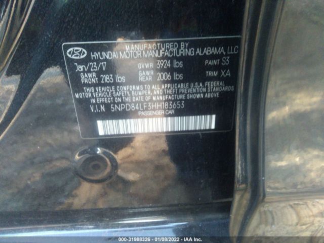 Photo 8 VIN: 5NPD84LF3HH183653 - HYUNDAI ELANTRA 