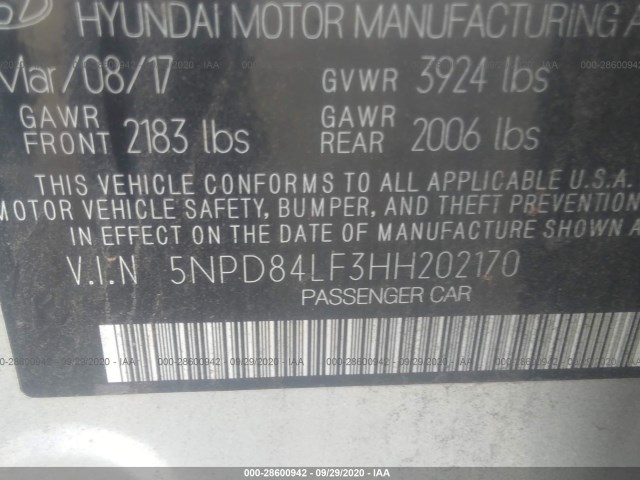 Photo 8 VIN: 5NPD84LF3HH202170 - HYUNDAI ELANTRA 