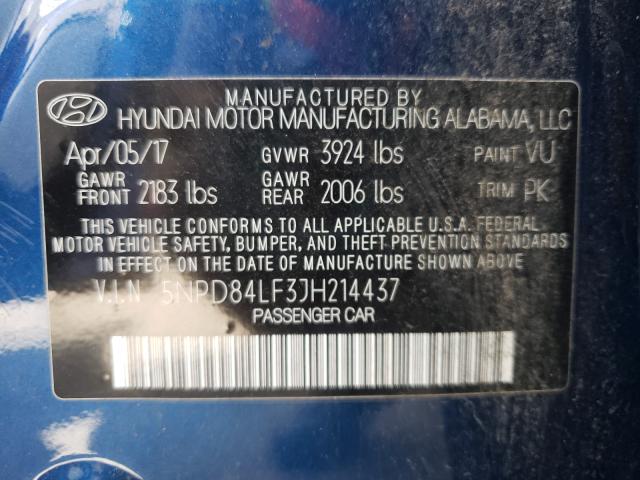 Photo 9 VIN: 5NPD84LF3JH214437 - HYUNDAI ELANTRA 