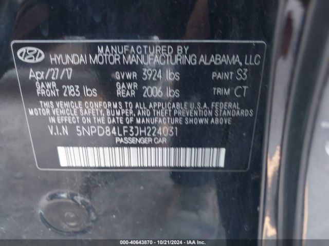 Photo 8 VIN: 5NPD84LF3JH224031 - HYUNDAI ELANTRA 