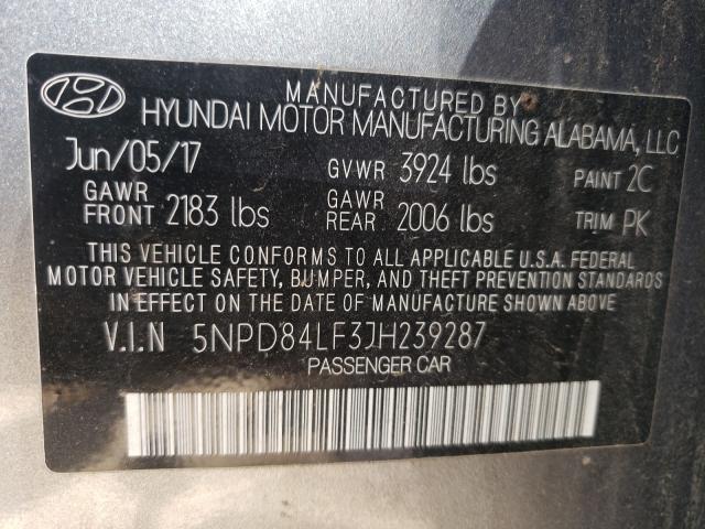 Photo 9 VIN: 5NPD84LF3JH239287 - HYUNDAI ELANTRA SE 