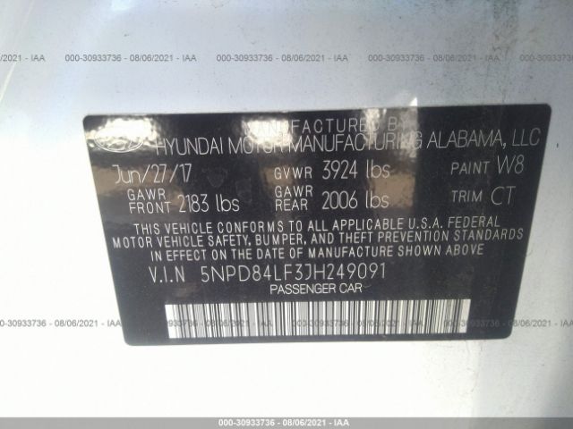 Photo 8 VIN: 5NPD84LF3JH249091 - HYUNDAI ELANTRA 