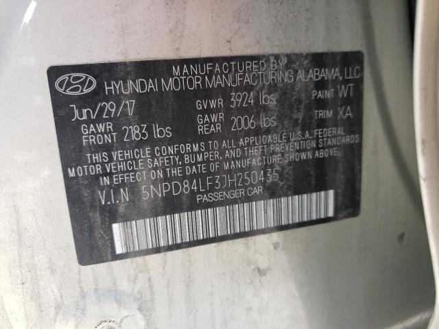 Photo 9 VIN: 5NPD84LF3JH250435 - HYUNDAI ELANTRA SE 