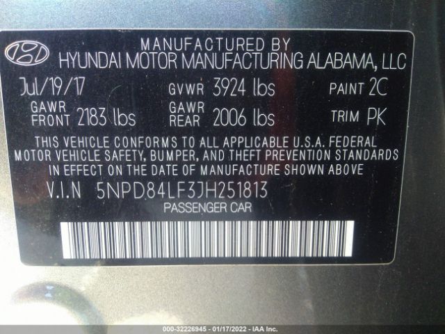 Photo 8 VIN: 5NPD84LF3JH251813 - HYUNDAI ELANTRA 