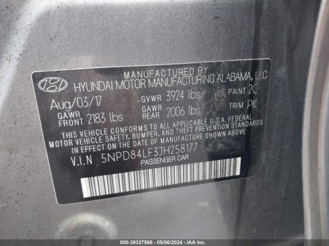 Photo 8 VIN: 5NPD84LF3JH258177 - HYUNDAI ELANTRA 