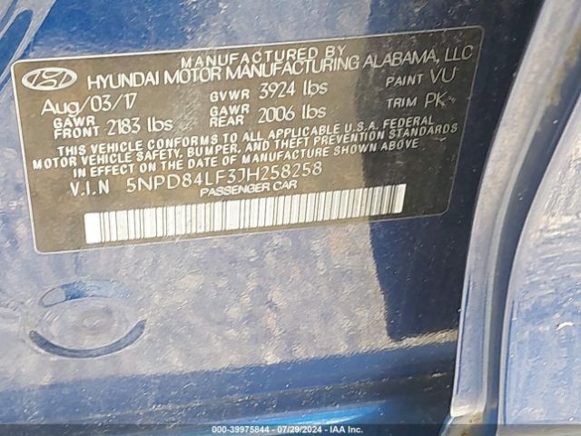 Photo 8 VIN: 5NPD84LF3JH258258 - HYUNDAI ELANTRA 