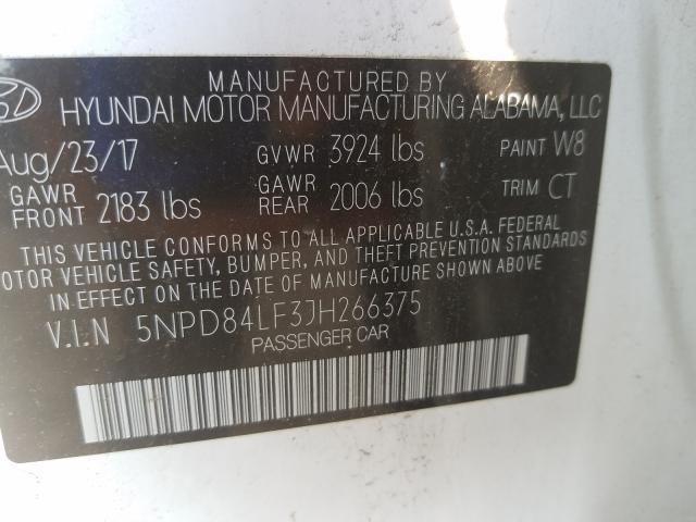 Photo 9 VIN: 5NPD84LF3JH266375 - HYUNDAI ELANTRA SE 