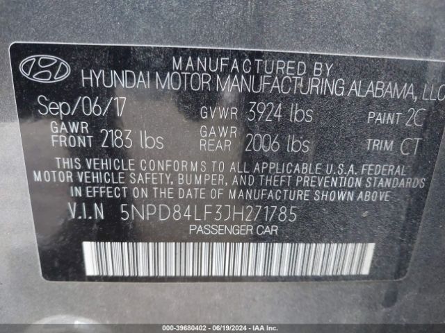 Photo 8 VIN: 5NPD84LF3JH271785 - HYUNDAI ELANTRA 