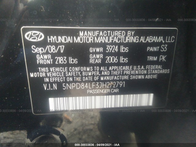 Photo 8 VIN: 5NPD84LF3JH272791 - HYUNDAI ELANTRA 