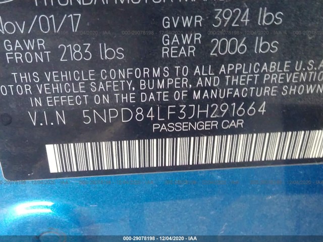 Photo 8 VIN: 5NPD84LF3JH291664 - HYUNDAI ELANTRA 