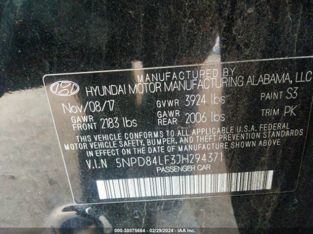 Photo 8 VIN: 5NPD84LF3JH294371 - HYUNDAI ELANTRA 