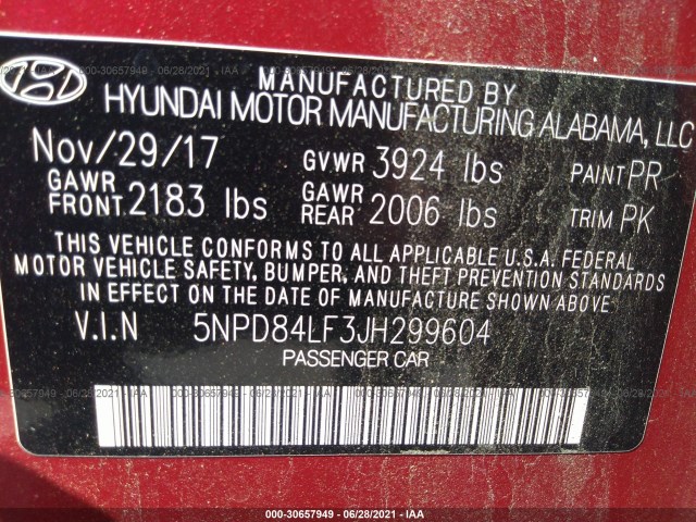 Photo 8 VIN: 5NPD84LF3JH299604 - HYUNDAI ELANTRA 