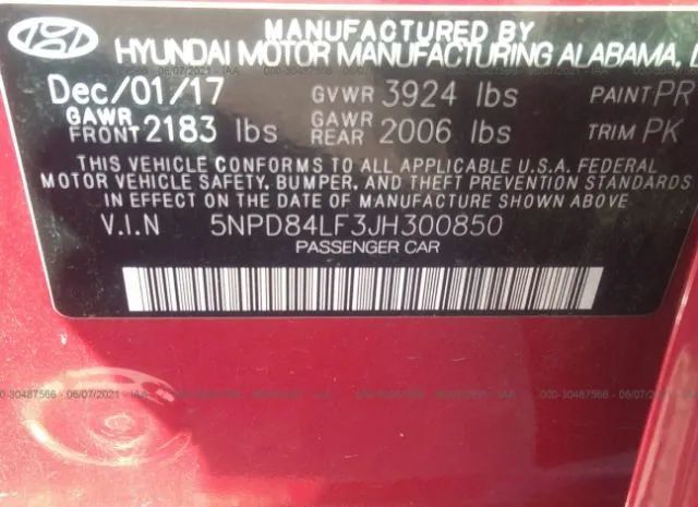 Photo 8 VIN: 5NPD84LF3JH300850 - HYUNDAI ELANTRA 