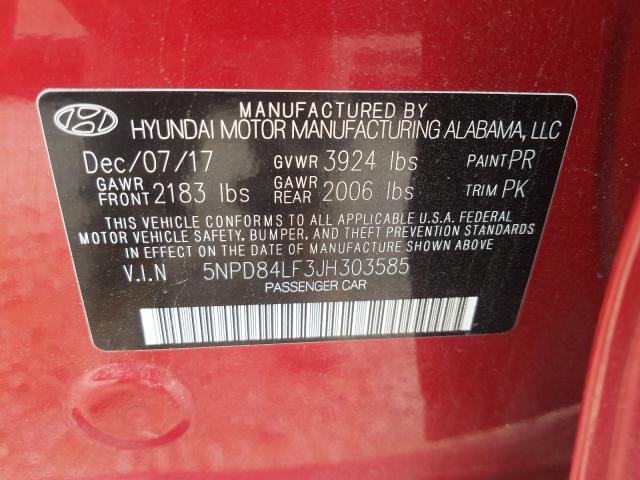 Photo 9 VIN: 5NPD84LF3JH303585 - HYUNDAI ELANTRA SE 