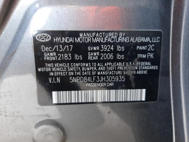 Photo 9 VIN: 5NPD84LF3JH305935 - HYUNDAI ELANTRA SE 