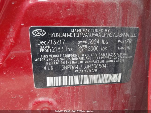 Photo 8 VIN: 5NPD84LF3JH306504 - HYUNDAI ELANTRA 