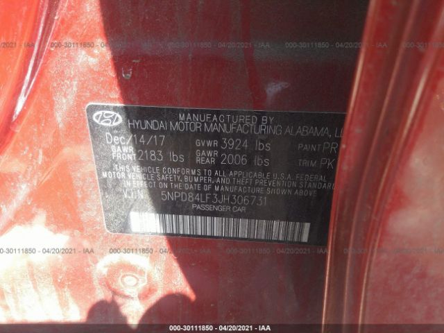 Photo 8 VIN: 5NPD84LF3JH306731 - HYUNDAI ELANTRA 