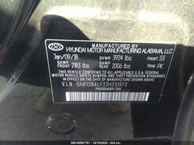 Photo 8 VIN: 5NPD84LF3JH310973 - HYUNDAI ELANTRA 