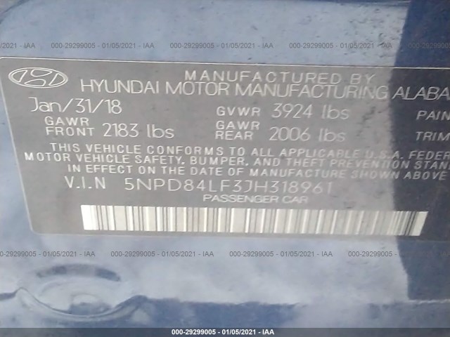 Photo 8 VIN: 5NPD84LF3JH318961 - HYUNDAI ELANTRA 