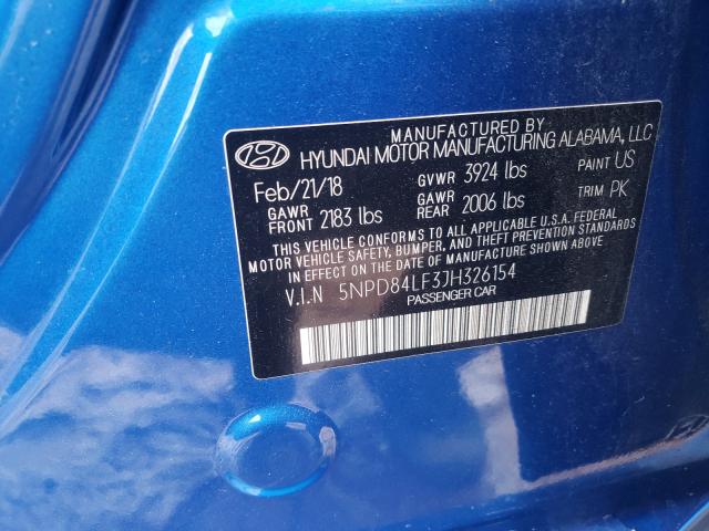 Photo 9 VIN: 5NPD84LF3JH326154 - HYUNDAI ELANTRA SE 