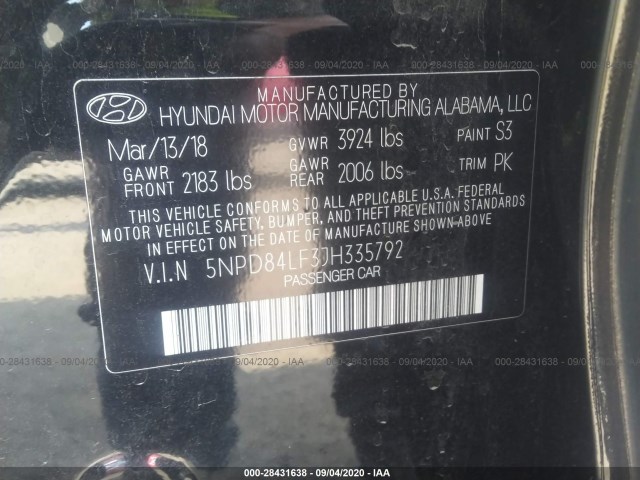 Photo 8 VIN: 5NPD84LF3JH335792 - HYUNDAI ELANTRA 