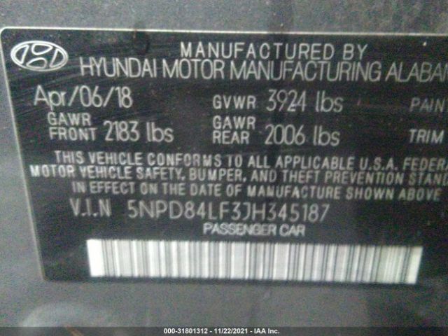 Photo 8 VIN: 5NPD84LF3JH345187 - HYUNDAI ELANTRA 